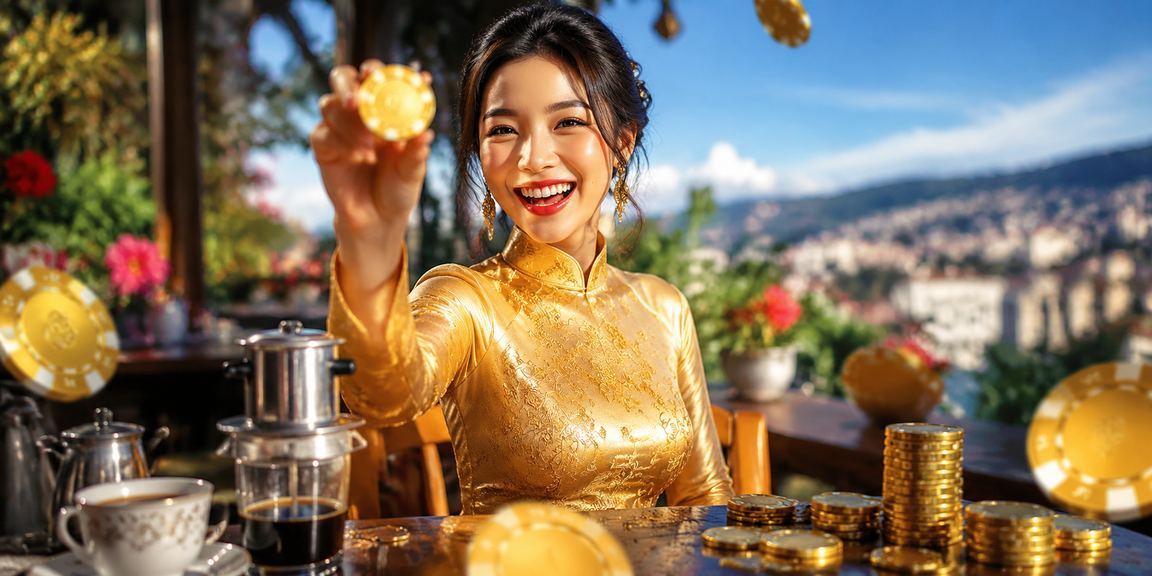 Cô gái mặc áo dài tại Đà Lạt đang trải nghiệm trò chơi trực tuyến trên điện thoại